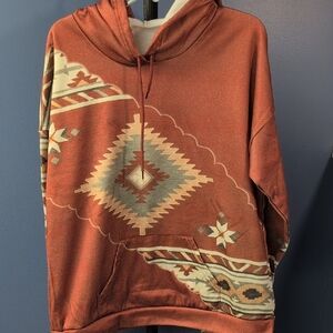 Source Unknown Brown and Cream Geometric Hoodie